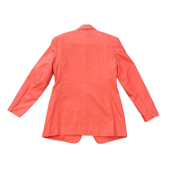 Womens Coral Linen Blazer Size 6 Classic Preppy Sophisticated - Picture 7 of 7
